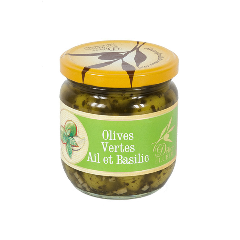 Olives Vertes Ail et Basilic 240g