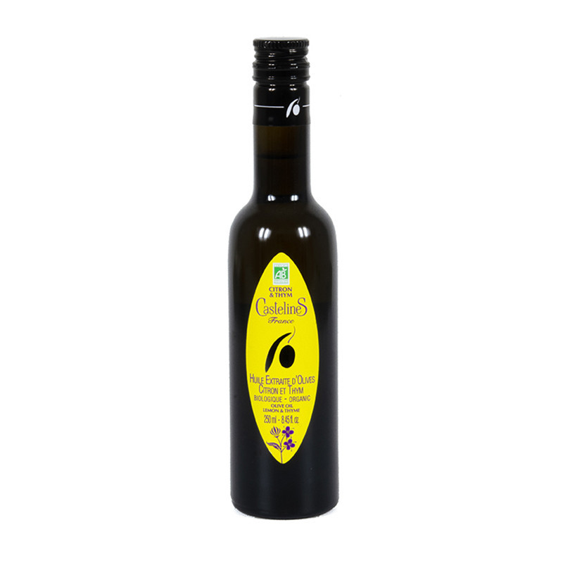 Huile d'Olive Biologique Moulin Castelas Citron & Thym 250ml