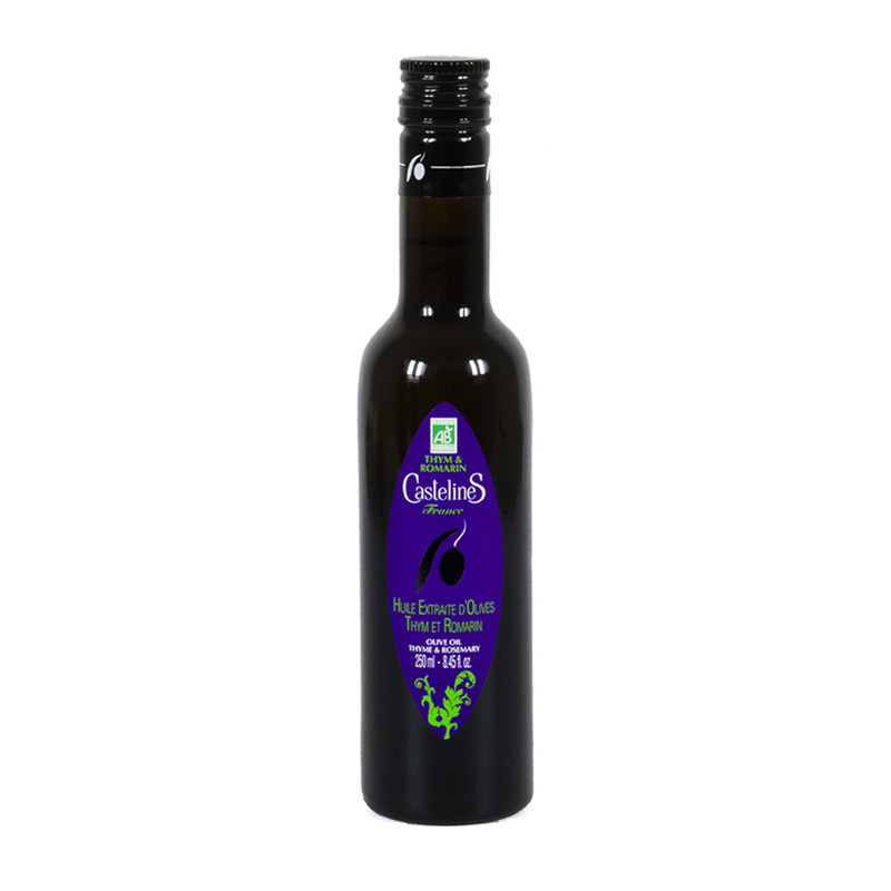 Huile d'Olive Biologique Moulin Castelas Thym & Romarin 250ml