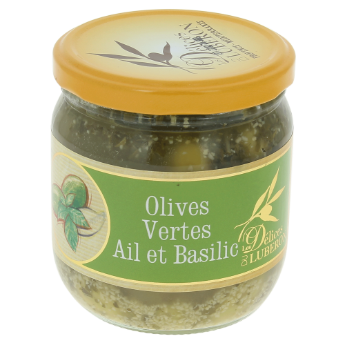 Olives vertes ail et basilic 240g - Délices du Luberon